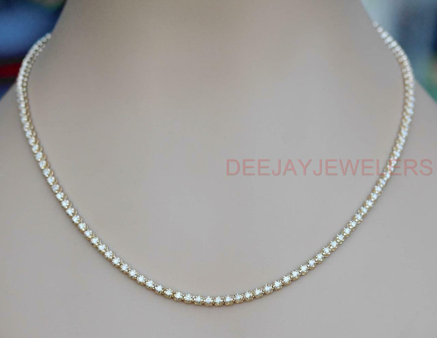 5ct Diamond Eternity Tennis Necklace 14k Yellow Gold VS clarity