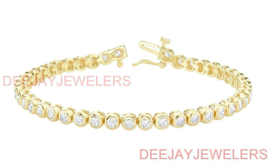4.25ct Diamond Tennis Bracelet Bezel 14k Yellow Gold