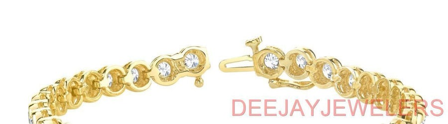2.50ct Diamond Tennis Bracelet Bezel 14k Yellow Gold