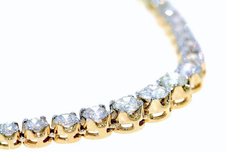 9.07ct Diamond Riviera Tennis Necklace Graduated 14k Yellow Gold