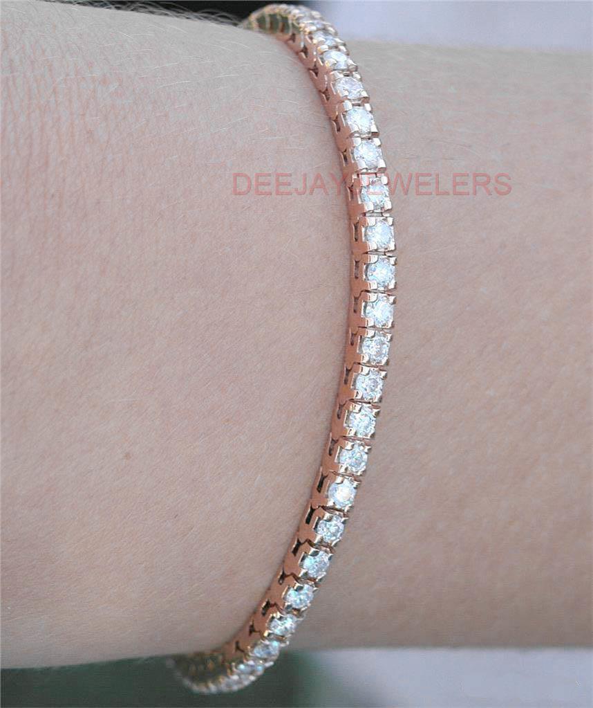 6ct Diamond Tennis Line Bracelet 14k Rose Gold