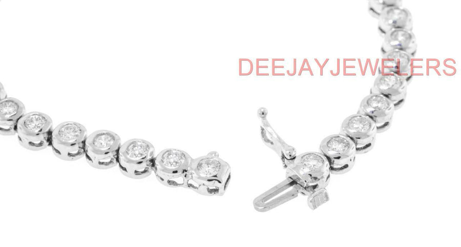 4.35ct Diamond Tennis Bracelet Bezel Set 14k White Gold