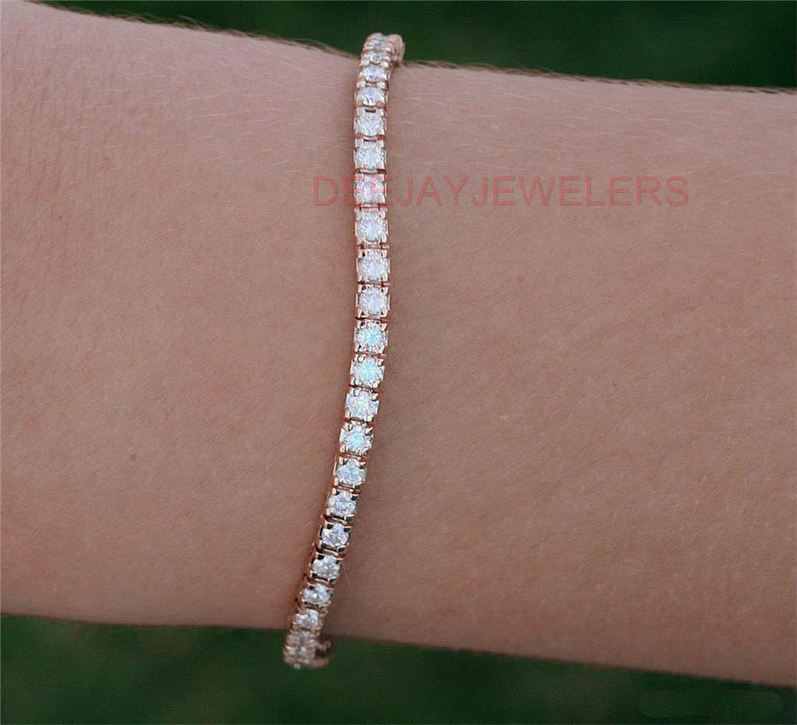 4ct Diamond Tennis Line Bracelet 14k Rose Gold