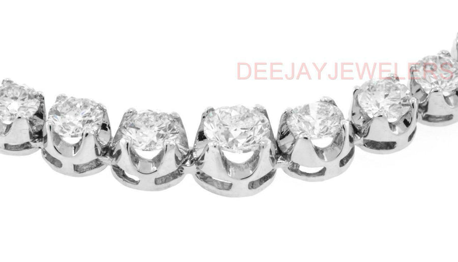 12ct Graduated Diamond Tennis Riviera Necklace 14k White Gold