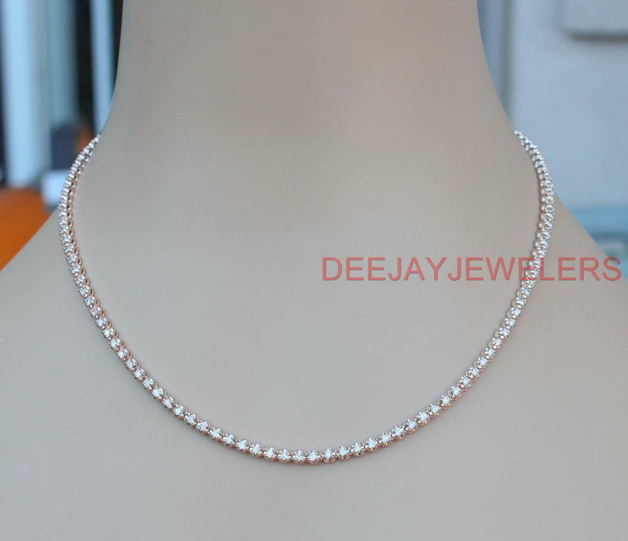 4ct Diamond Eternity Tennis Necklace 14k Rose Gold 18 Inch