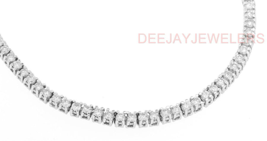 7ct Diamond Tennis Necklace Square Link Eternity 14k White Gold 18inch