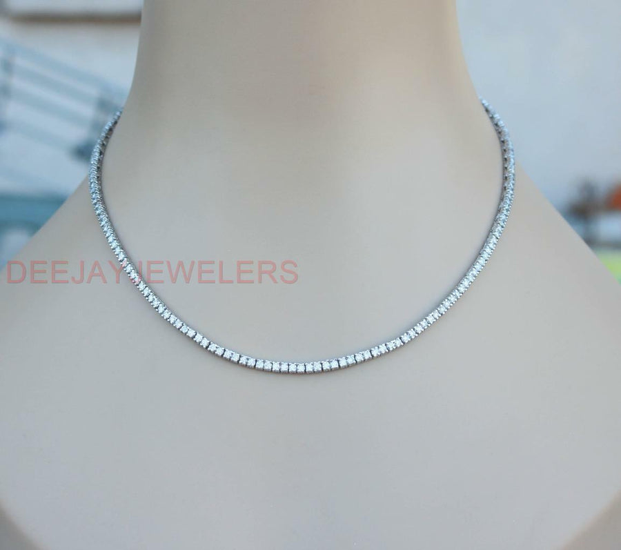 7ct Diamond Tennis Necklace Square Link Eternity 14k White Gold 18inch