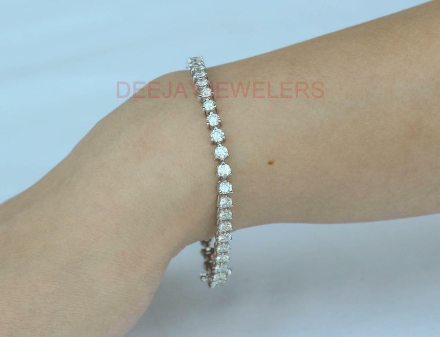 6ct Diamond Tennis Bracelet 3 Prong 14k White Gold