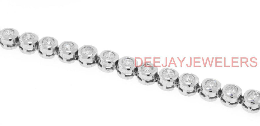 4.35ct Diamond Tennis Bracelet Bezel Set 14k White Gold