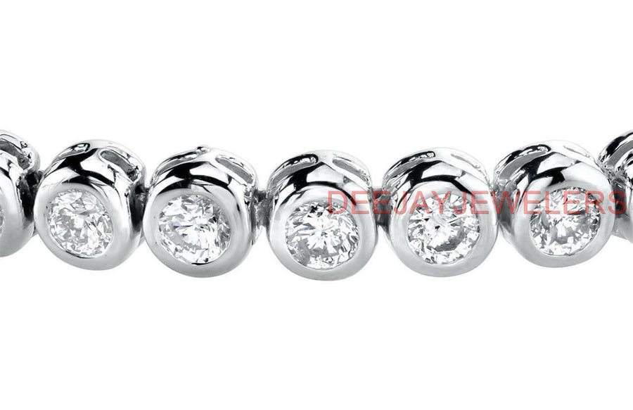 4.35ct Diamond Tennis Bracelet Bezel Set 14k White Gold