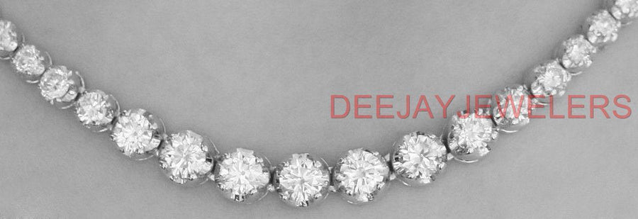 8.49ct Graduated Diamond Tennis Riviera Necklace 14k White Gold