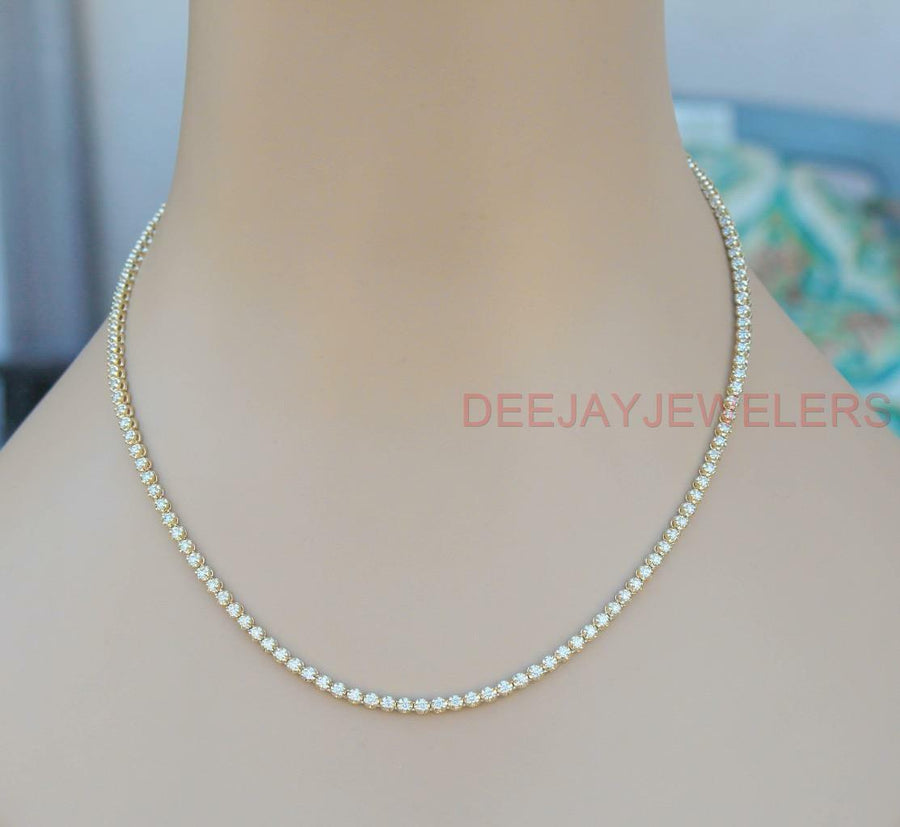 4ct Diamond Eternity Necklace 14k Yellow Gold 18 inch
