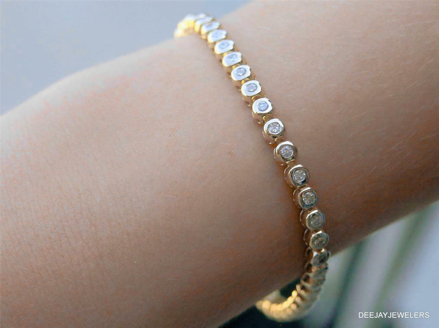 2.50ct Diamond Tennis Bracelet Bezel 14k Yellow Gold