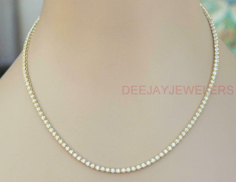 4ct Diamond Eternity Necklace 14k Yellow Gold 18 inch