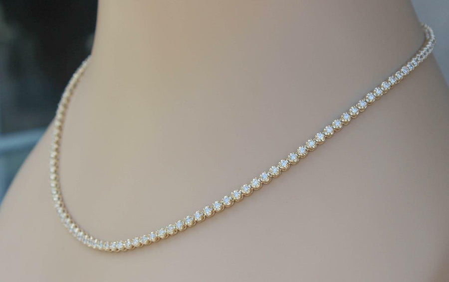 7ct Diamond VS Eternity Tennis Necklace 14k Yellow Gold 16inch