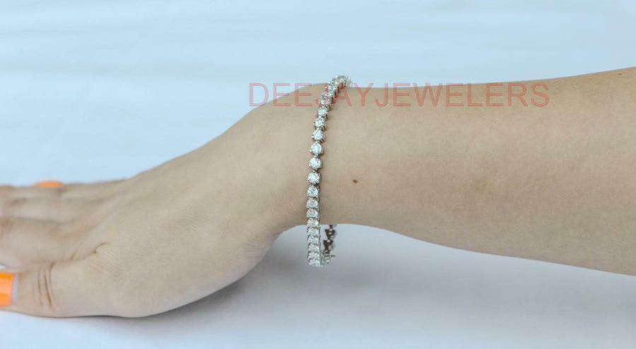 6ct Diamond Tennis Bracelet 3 Prong 14k White Gold