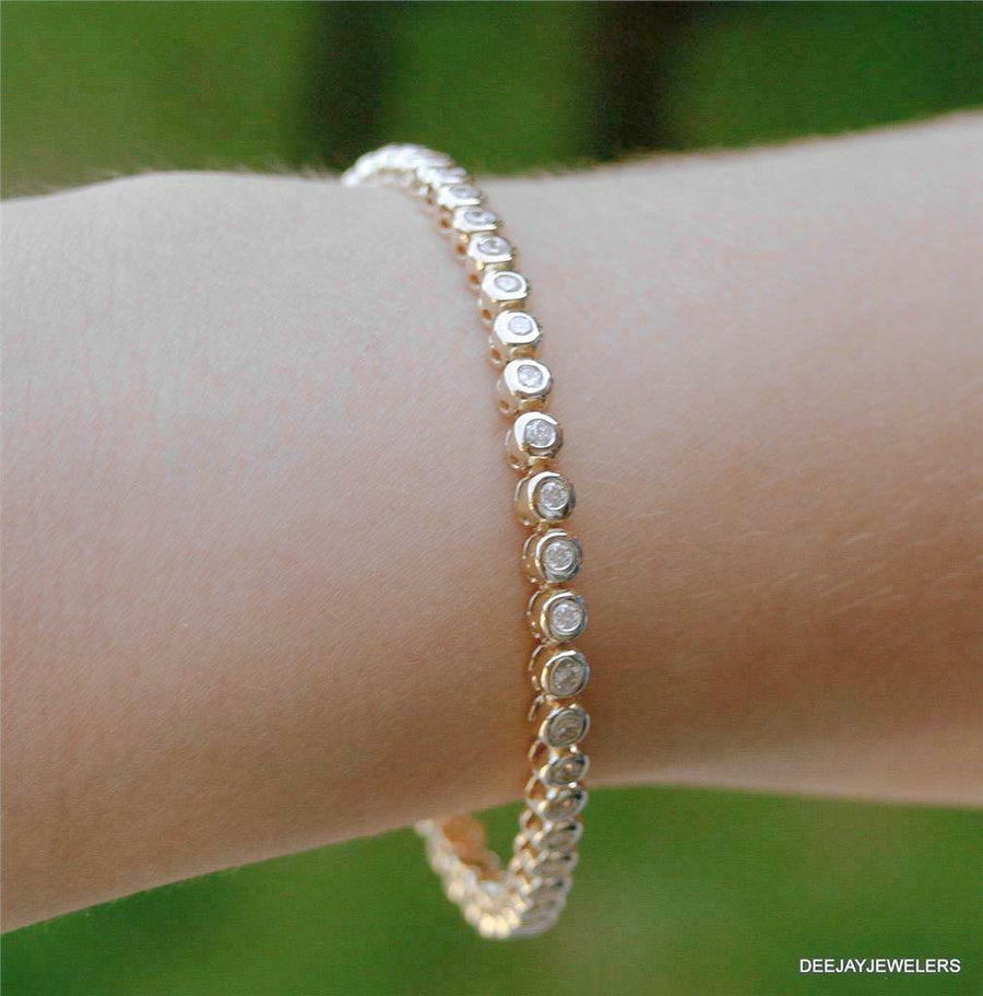 2.50ct Diamond Tennis Bracelet Bezel 14k Yellow Gold