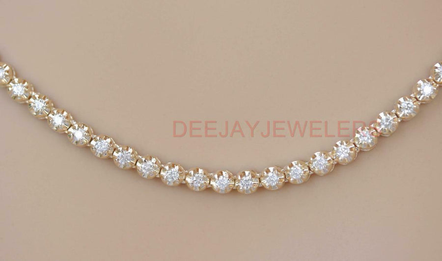 5ct Diamond Eternity Tennis Necklace 14k Yellow Gold VS clarity