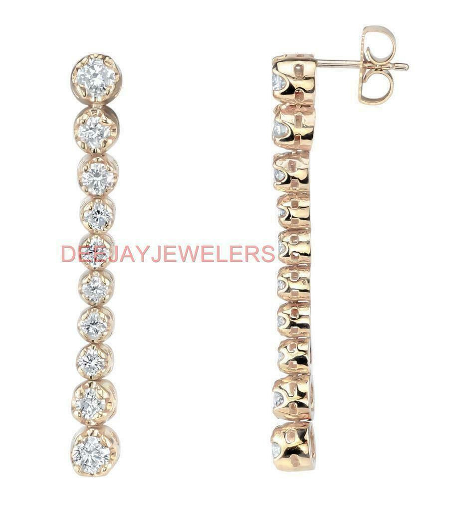 2ct Diamond Dangle Tennis Earrings 14k Yellow Gold