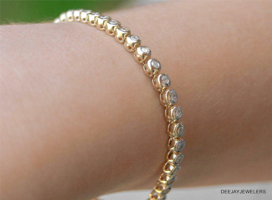4.25ct Diamond Tennis Bracelet Bezel 14k Yellow Gold