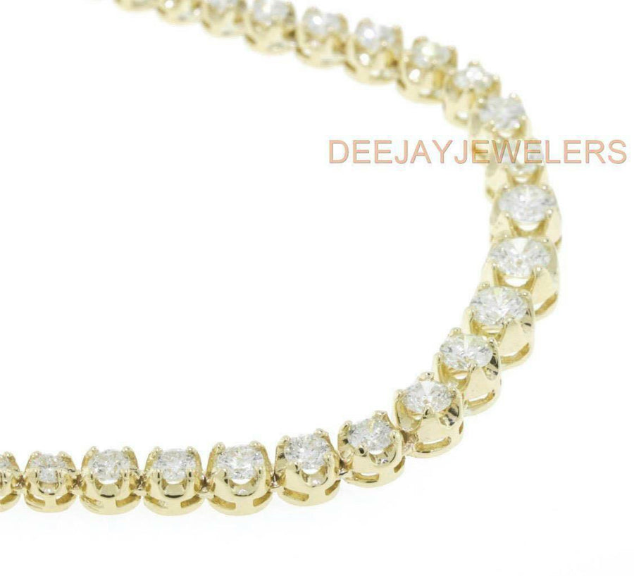 7ct Graduated Diamond Tennis Riviera Necklace 14k Yellow Gold