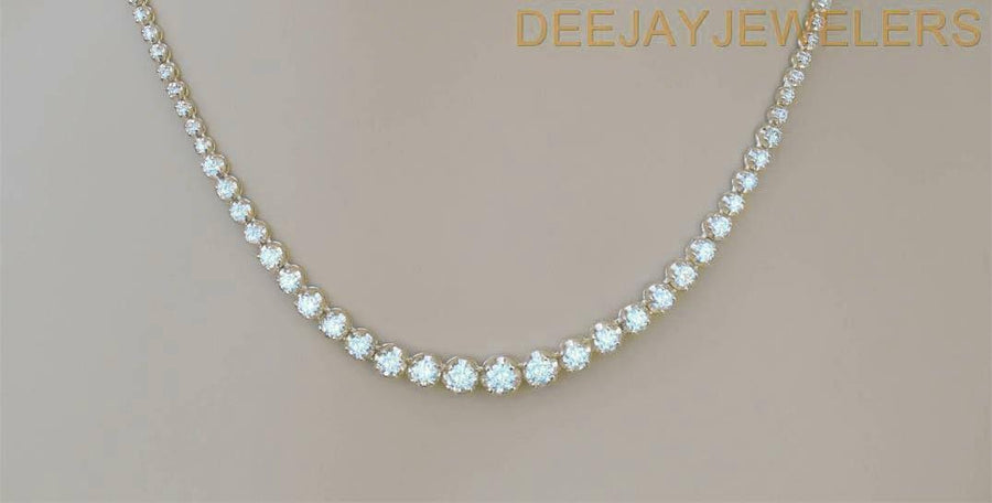 7ct Graduated Diamond Tennis Riviera Necklace 14k Yellow Gold