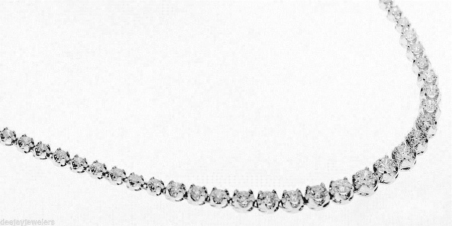 7.44ct Graduated Diamond Tennis Riviera Necklace 14k White Gold 17inch
