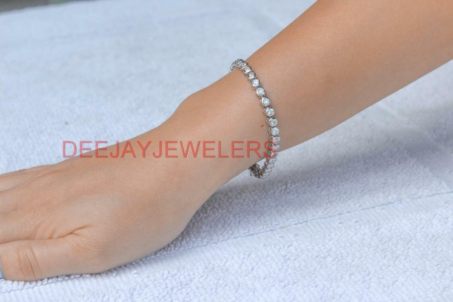 4.35ct Diamond Tennis Bracelet Bezel Set 14k White Gold