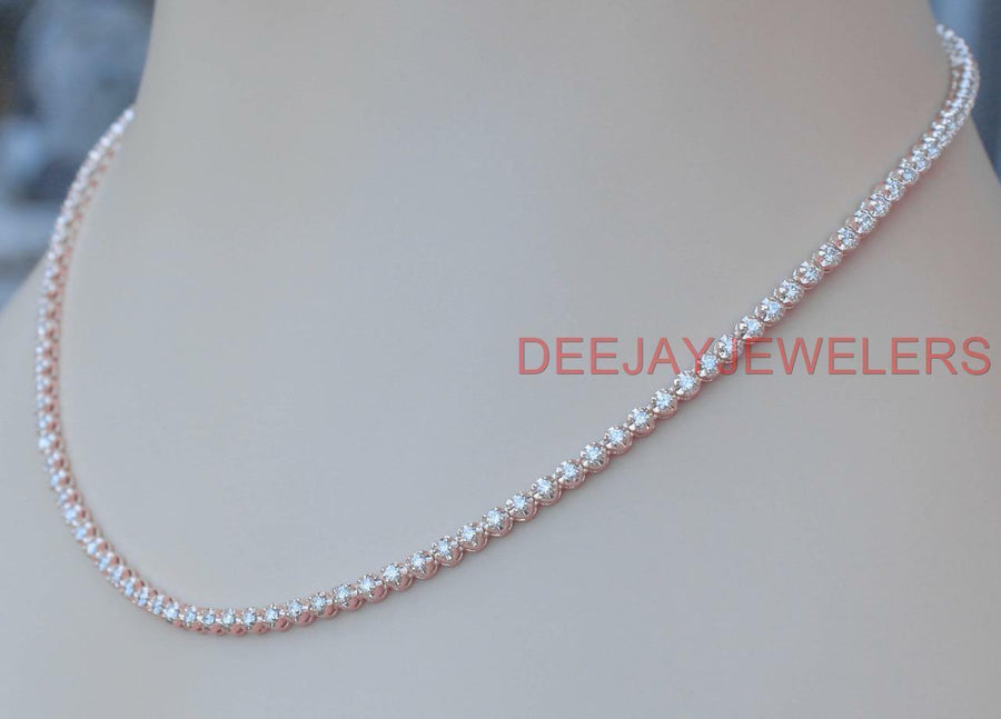4ct Diamond Eternity Tennis Necklace 14k Rose Gold 18 Inch
