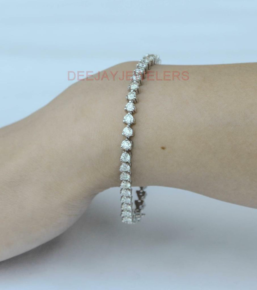 6ct Diamond Tennis Bracelet 3 Prong 14k White Gold