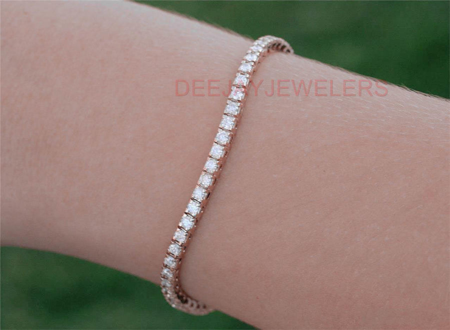 6ct Diamond Tennis Line Bracelet 14k Rose Gold