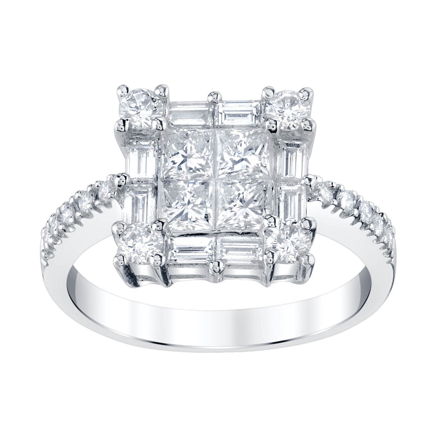 1.83ct Princess Diamond Ring 18k White Gold