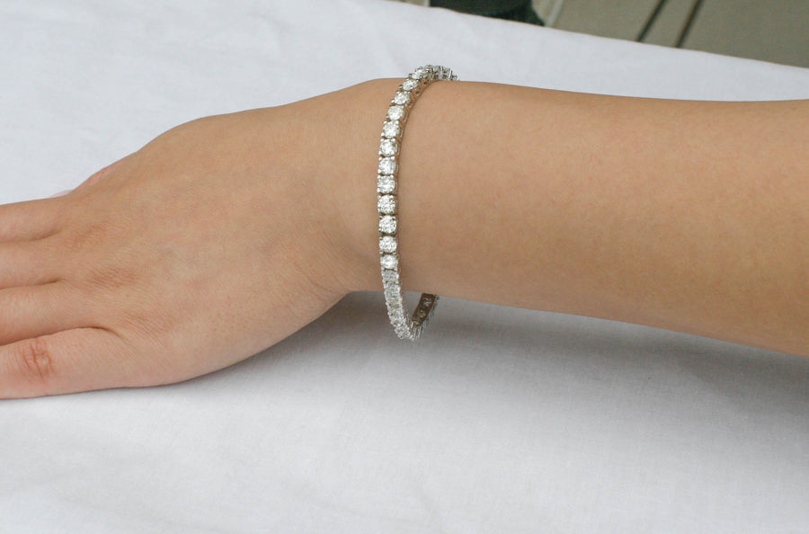 12.25ct Diamond Tennis Line Bracelet 14k White Gold Basket Set