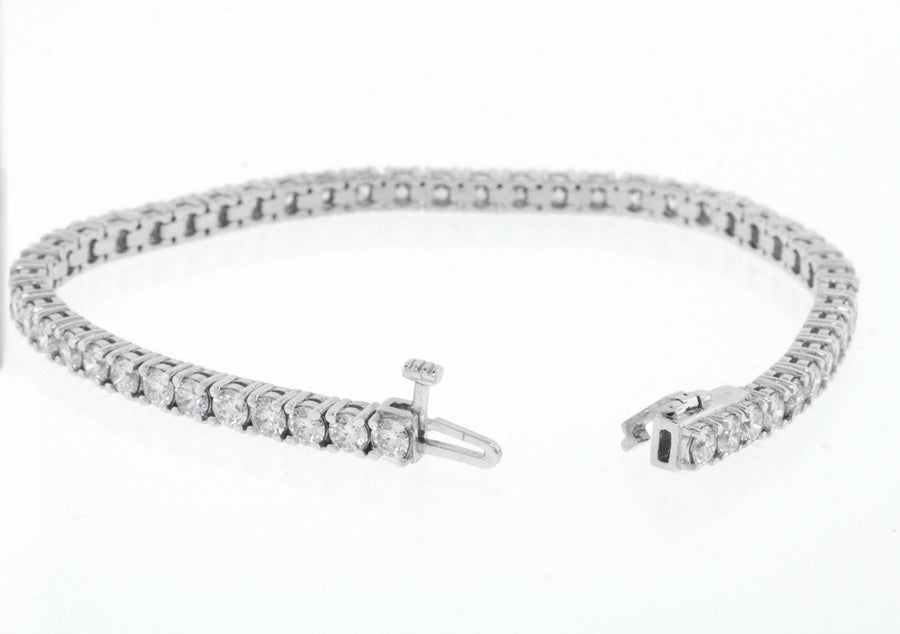7ct Diamond Tennis Line Bracelet 14k White Gold Basket Set