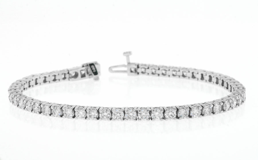 7ct Diamond Tennis Line Bracelet 14k White Gold Basket Set