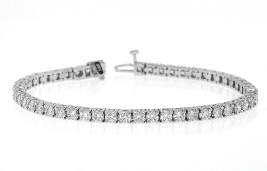 7ct Diamond Tennis Line Bracelet 14k White Gold Basket Set