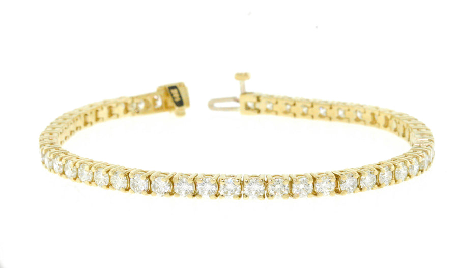 7ct Diamond Tennis Line Bracelet 14k Yellow Gold Basket Set