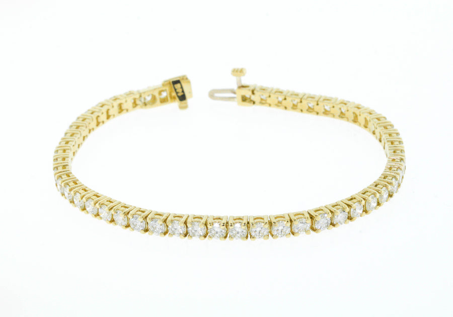 7ct Diamond Tennis Line Bracelet 14k Yellow Gold Basket Set