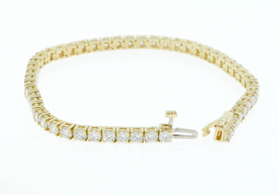 7ct Diamond Tennis Line Bracelet 14k Yellow Gold Basket Set