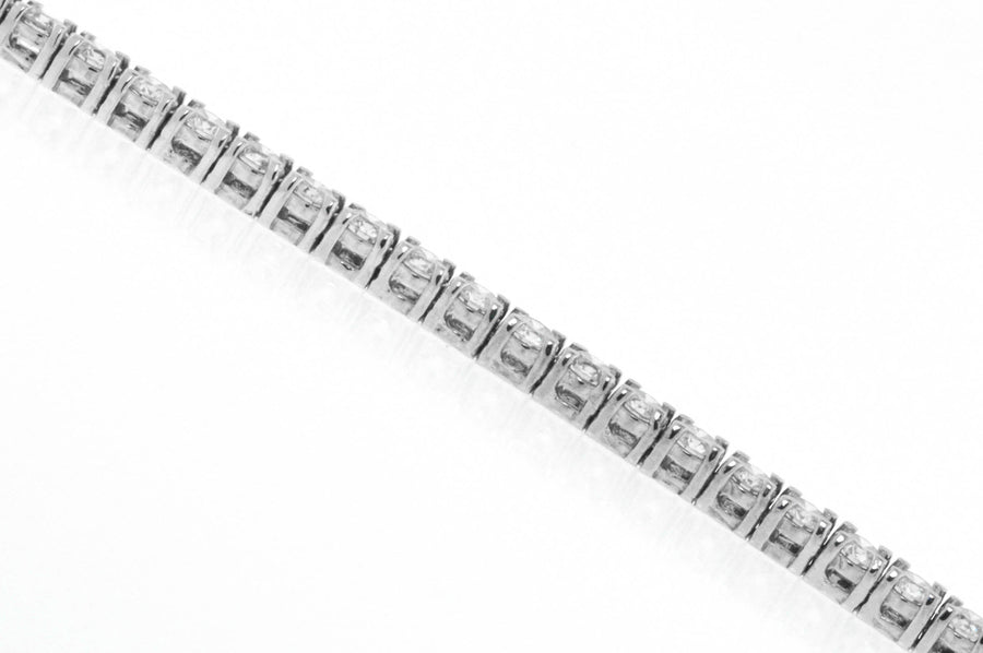 7ct Diamond Tennis Line Bracelet 14k White Gold Basket Set