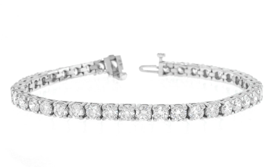 12.25ct Diamond Tennis Line Bracelet 14k White Gold Basket Set
