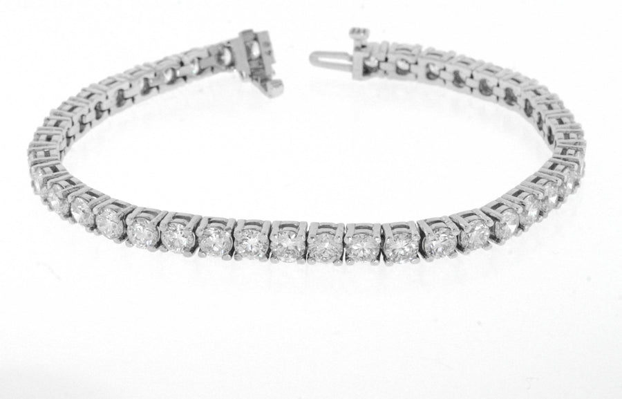 12.25ct Diamond Tennis Line Bracelet 14k White Gold Basket Set