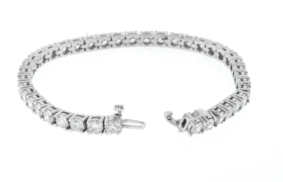 12.25ct Diamond Tennis Line Bracelet 14k White Gold Basket Set