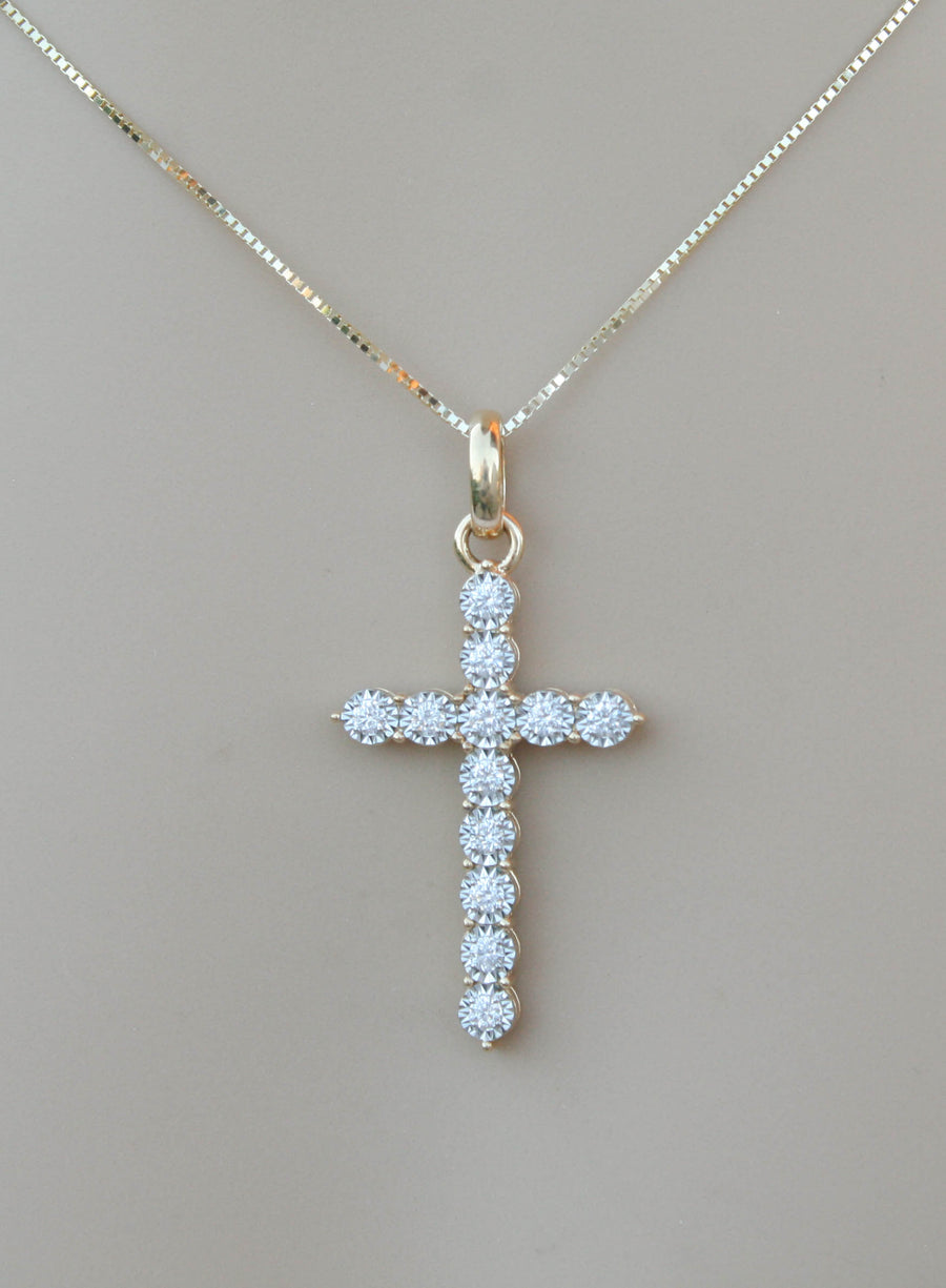 0.72ct Diamond Cross Pendant Necklace 18k Gold