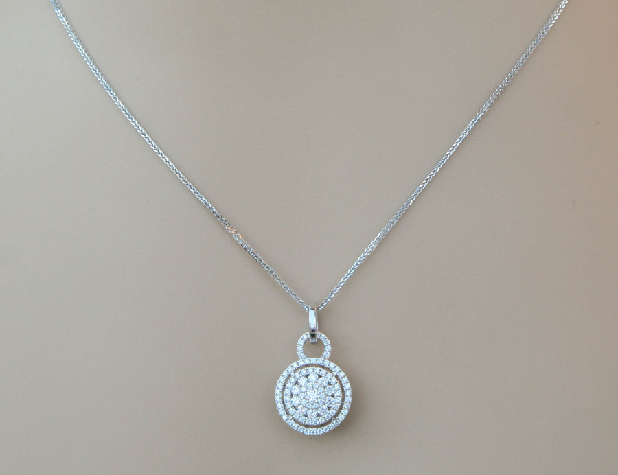 0.74ct Round Diamond Pendant Necklace 18k White Gold