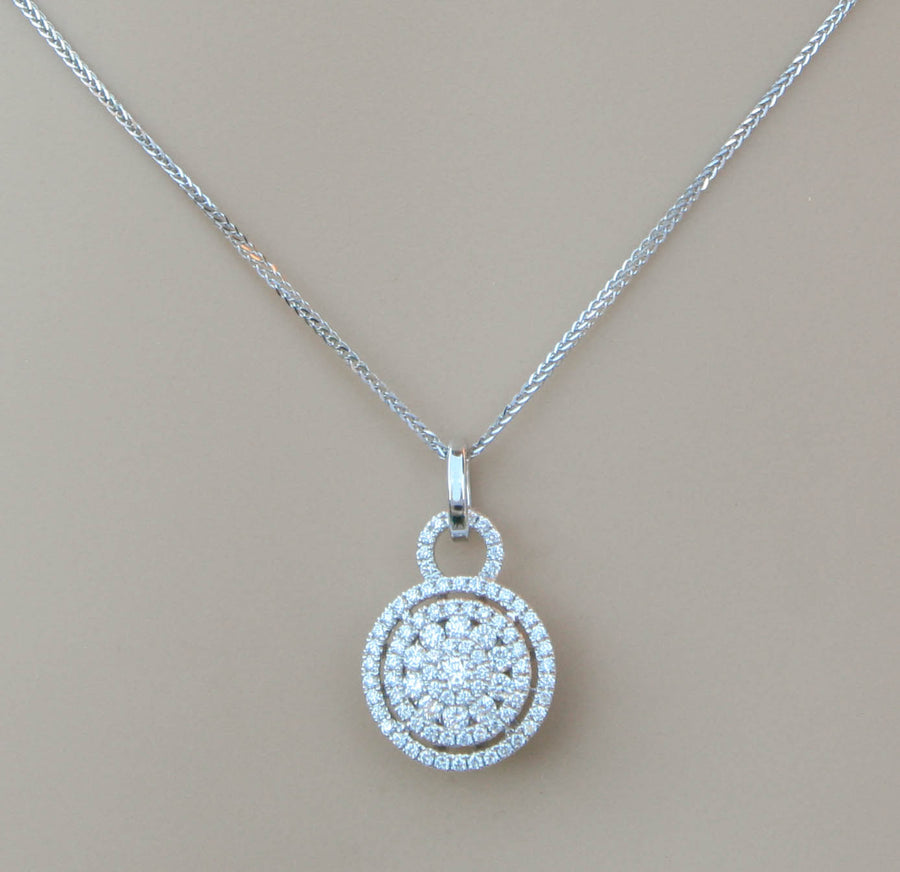 0.74ct Round Diamond Pendant Necklace 18k White Gold