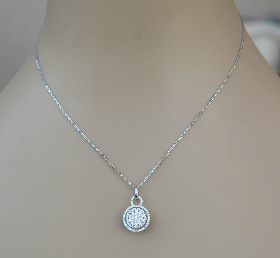 0.74ct Round Diamond Pendant Necklace 18k White Gold