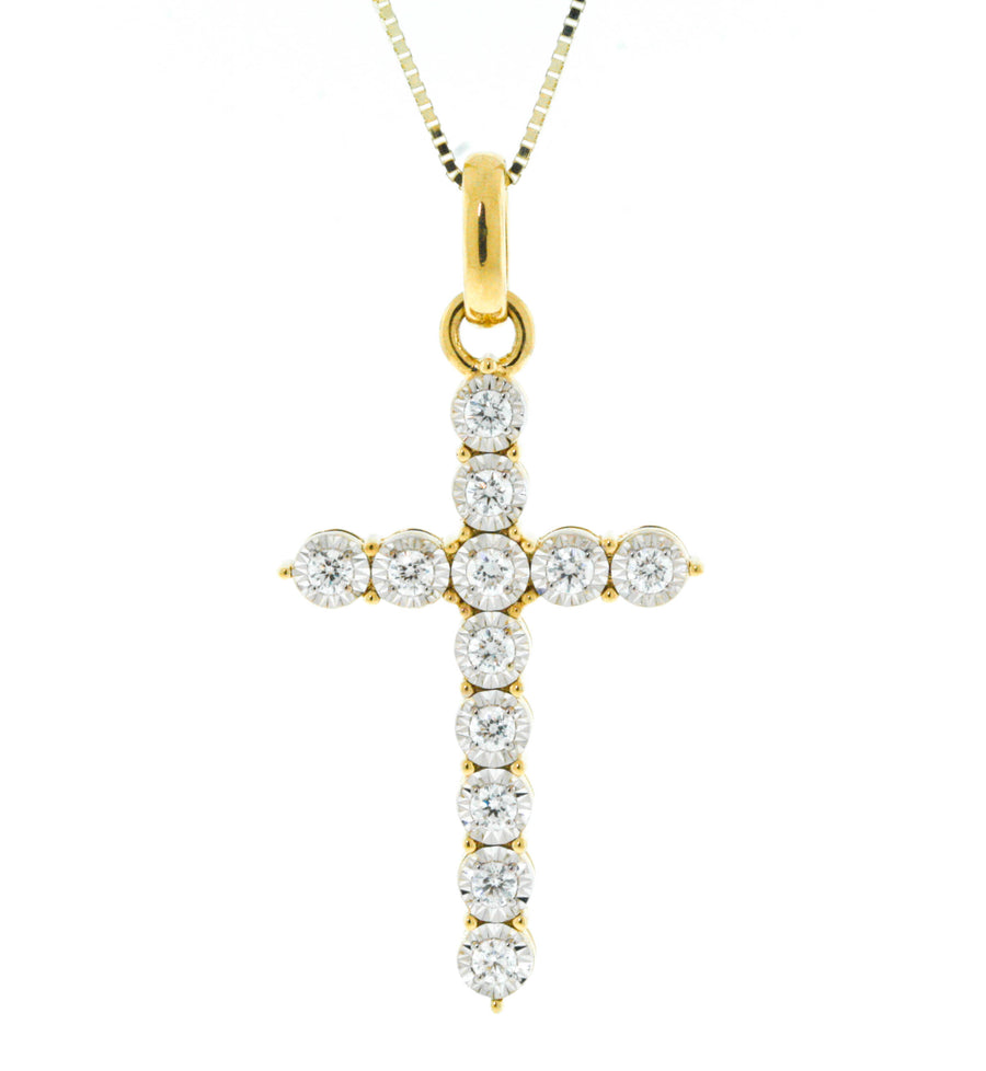 0.72ct Diamond Cross Pendant Necklace 18k Gold