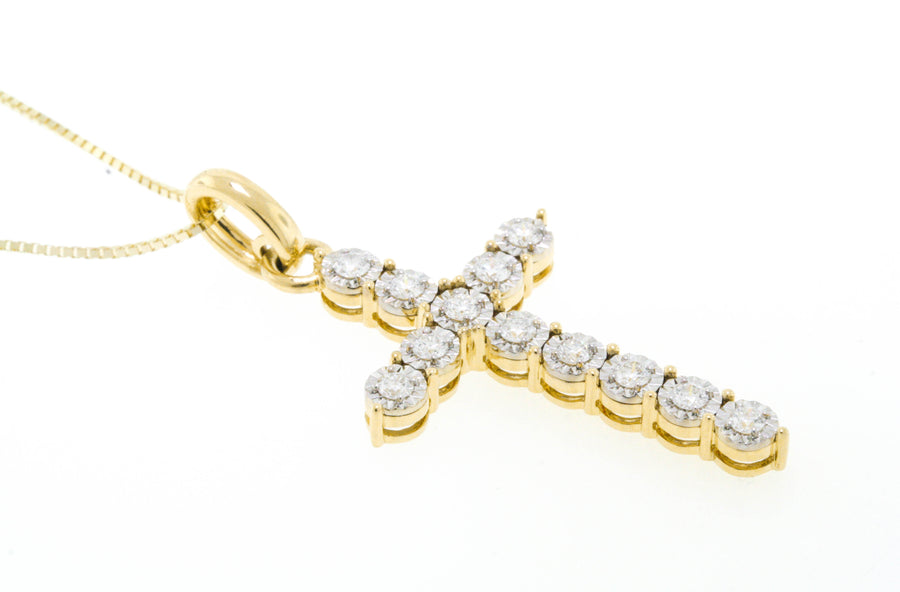 0.72ct Diamond Cross Pendant Necklace 18k Gold