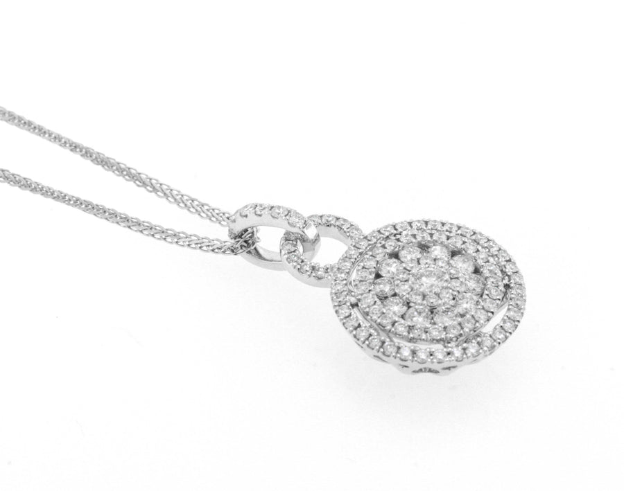 0.74ct Round Diamond Pendant Necklace 18k White Gold